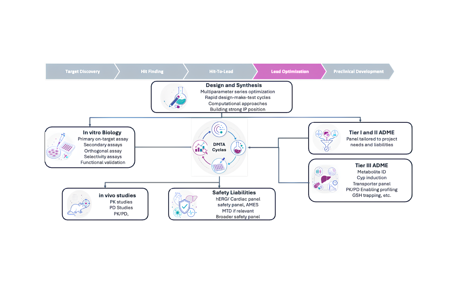Integrated scientific expertise from Symeres and Axxam supporting drug discovery from early screening onwards.